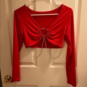 Chain red crop top